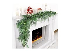 TISEMENT Norfolk Pine Cypress Garlands with Green Berry, 6Ft
