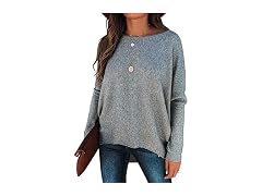 Caracilia Women Boat Neck Batwing Long Sleeve Tops