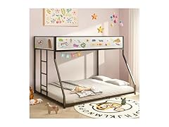 LIFE SKY Metal Bunk Bed w/Mesh Guardrail