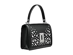 KARL LAGERFELD Women's Simone Rhinestone Satchel Crossbody, Black Multi