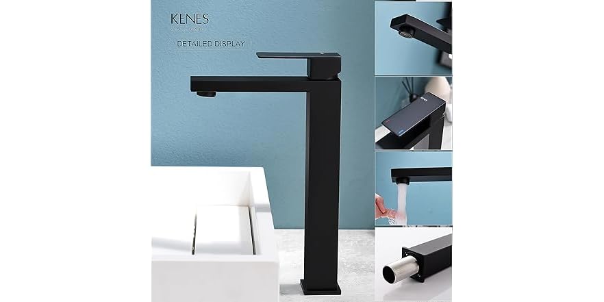 KENES KENES Matte Black Bathroom Faucet Sing