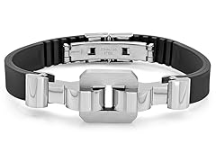 Black Rubber Bracelet w/ Steel Accent