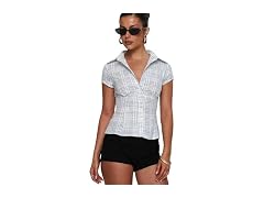 Princess Polly Top, Blue Check (0)