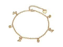 Anklet w/Butterfly & Ball Charms