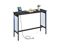 VASAGLE LED Narrow Powered Pub Table