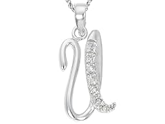 Diamond Alphabet Pendant - U