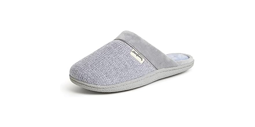 Dearfoams Ciabatte Memory Foam Per Donna - Suola Interna/Esterna - Lavabili - Colore Nero - Taglia XL (41-42 EU)