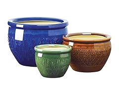 Gifts & Decor Jewel Tone Flower Pot Trio Embossed