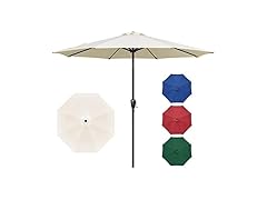 YSSOA 9' Patio Umbrella with 8 Sturdy Ribs, Beige