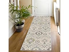 Superior Rustic Floral Damask Washable Indoor Area Rug, 2'7"x6'