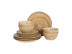 Gibson Elite Valencia Bloom 12 Piece Plates and Bowls Dinnerware Set 