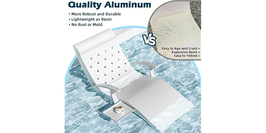 Sun Tanning Lounge Chair with Tray & Towel Ledge
