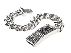 Blackjack Jewelry Hematite Crystal S.Steel Skull Bracelet