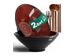 mangmong 8-Inch Ceramic Ramen Bowl Set