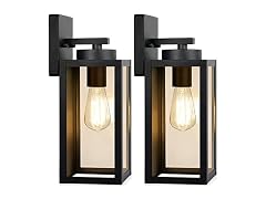 BesLowe Modern Black Exterior Wall Lanterns 2 Pack