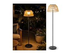 DJGIFI Solar Outdoor Floor Lamp Rattan