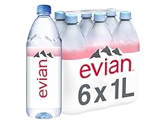 evian Evian Natural Spring Water, 1 L bottles, 6 pack
