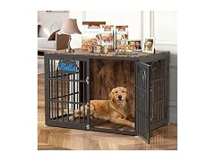 Tiovo 43 Inch Antique Walnut Dog Crate