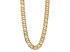 Blackjack Jewelry 18K Gold Plated Stainless Steel CZ Mariner Link Chain