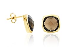 18K Gold Over SS .925 Smoky Quartz 6cttw Earring