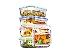 Vtopmart Multi Color 5 Pack 22oz Glass Containers W/ Lids