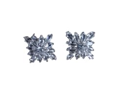 S/S Silver Tone Cluster Cubic Zirconia Stud Earrings
