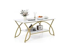 COSTWAY Marble Coffee Table, 2-Tier