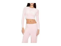 Forever 21 Women (XL) Velour Long-sleeve Crop Top