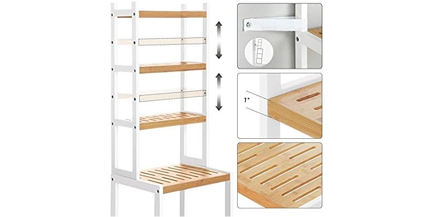 SONGMICS 7-Tier Bamboo Bathroom Shelf