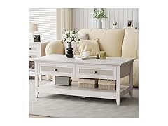 FansaFurn Farmhouse Rattan Coffee Table