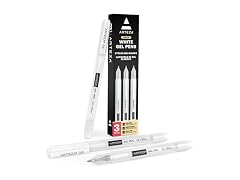 ARTEZA White Gel Pens, Pack of 3, White Rollerball
