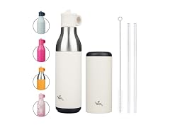 Konokyo Water Bottle with Straw, 13oz, Milky