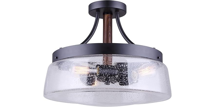 Canarm Riva Chandelier 3-Light Black/Wood (Open Box)