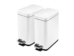 2-Pack 1.3G Small White Bathroom Trash Can 