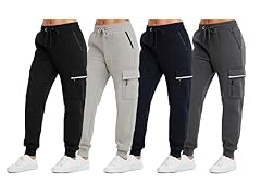 Womens Fleece-Lined Cargo Tech Joggers (1 or 2Pk)