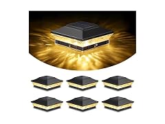 Brightever Solar Post Cap Lights 6 Pack Black
