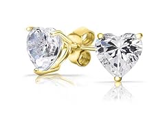 14K Gold Swarovski Heart Studs