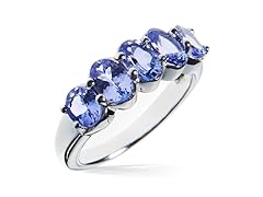 Sterling Silver Tanzanite 5 Stone In Line Ring