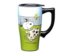 Spoontiques Snoopy Soccer Ceramic Travel Coffee Mug