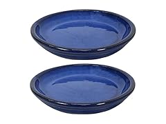Sunnydaze 7-Inch Ceramic Plant Saucers- Imperial Blue