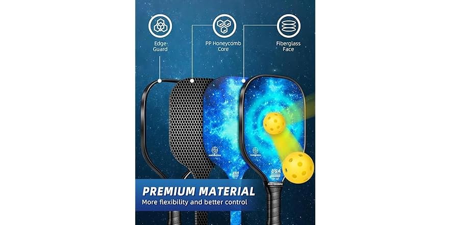 Mayboom Pickleball Paddle Set – USAPA Approved, 2 Rackets + Balls - Image 4