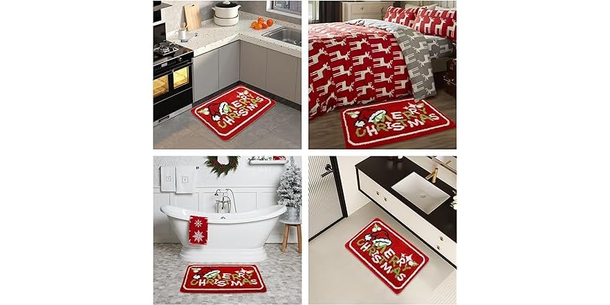 Santa Clause Hat Christmas Bathroom Rug