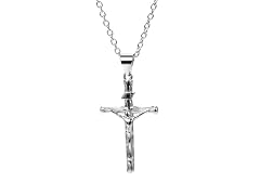 Silver Crucifix Cross Pendant Necklace