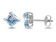 10k White Gold Blue Topaz-Sky Earrings