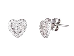 18K White Gold Plated CZ Stud Post Earring