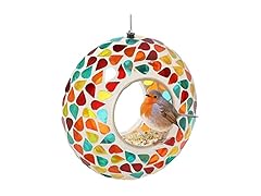 Sunnydaze 6-Inch Glass Mosaic Hanging Bird Feeder - Confetti Mosaic