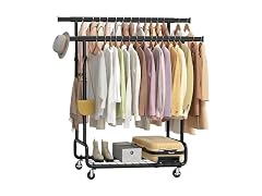 SONGMICS Clothes Rack Ink Double Rod