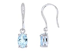 1.30 CT Silver Oval Blue Topaz Earring