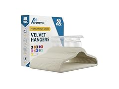 Lifemaster Velvet Non-Slip Hangers - 50 Pieces  Ivory