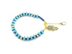 Turquoise and Crystal Hamsa Charm Bracelet